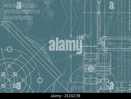 Vector engineering illustration. Instrument-making drawings. Mechanical. Corporate Identity Stock Vector