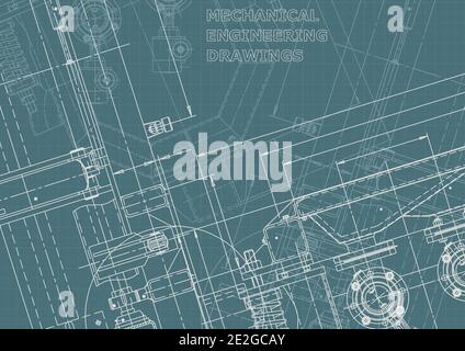 Vector engineering drawings. Mechanical instrument making. Technical background. Corporate Identity Stock Vector