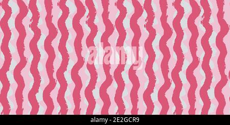 Seamless original pattern. Vertical strip, waves. Vector abstract hand drawing with stripes of acrylic paints and brushes. Geometric texture, backgrou Stock Vector
