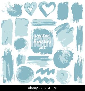 Vector illustration isolated on white background. Collection of dirty elements for your design. Large set of two-color brushes. Mint Shades Stock Vector