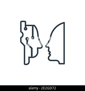 Turing test outline vector icon. Thin line black turing test icon, flat vector simple element illustration from editable artificial intelligence conce Stock Vector