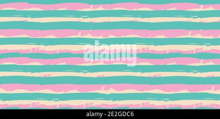 Seamless original pattern. Long color stripe, waves. Vector abstract hand drawing with paints and brushes. Geometric texture Stock Vector
