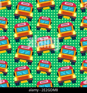 school bus seamless pattern vector illustration Stock Vector