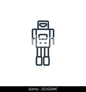 Military robot machine outline vector icon. Thin line black military robot machine icon, flat vector simple element illustration from editable army co Stock Vector