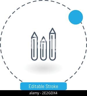 pencils vector icon editable stroke outline icons for web and mobile Stock Vector