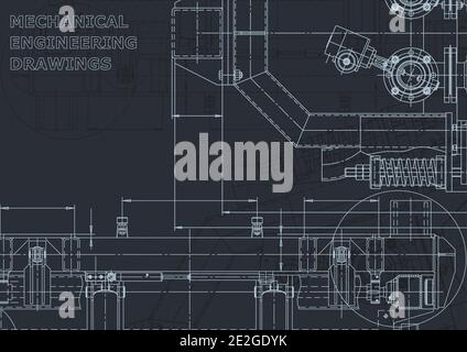 Corporate Identity. Technical illustrations, backgrounds. Mechanical engineering drawing. Machine-building industry Stock Vector