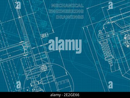 Corporate style. Blueprint. Vector engineering drawing. Mechanical instrument making Stock Vector