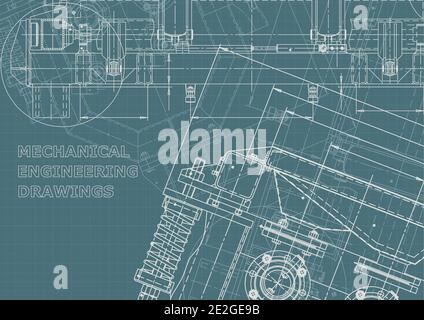 Machine-building industry. Corporate Identity. Technical illustrations, backgrounds. Mechanical engineering Stock Vector