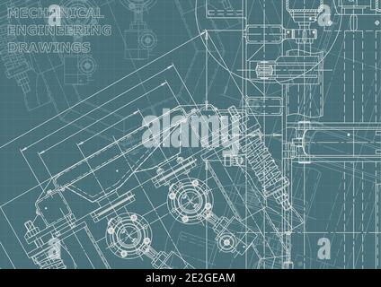 Machine-building industry. Corporate Identity. Computer aided design systems. Technical illustration Stock Vector