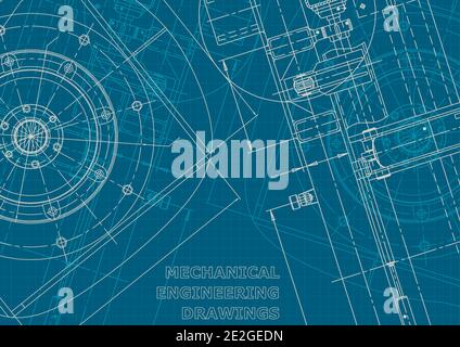 Corporate style. Instrument-making drawings. Mechanical engineering drawing. Technical illustrations, background Stock Vector