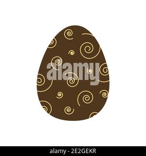 Easter egg decorated with abstract spirals. Traditional food for the Orthodox and Catholic holidays. Happy easter. Colorful vector illustration isolat Stock Vector