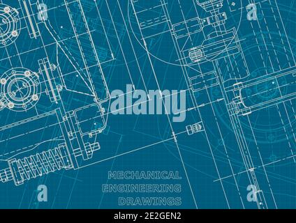 Blueprint. Vector engineering illustration. Corporate style. Mechanical engineering drawing. Technical illustrations, backgrounds Stock Vector