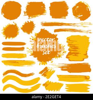 Collection of dirty elements. Large set of two-color strokes, brushes, dots, inks, strokes and lines. Vector illustration isolated on white background Stock Vector