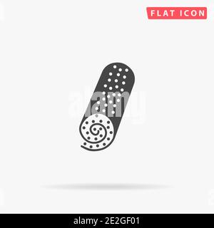 Swiss Roll Cake flat vector icon. Hand drawn style design illustrations. Stock Vector
