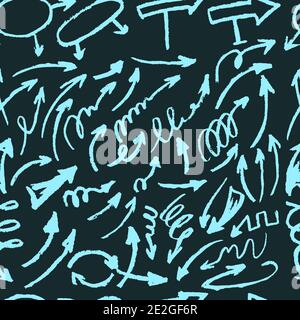 Seamless Cute children's drawing. Colored wax crayons. Elements for design. Arrows, Doodle, Curls Stock Vector
