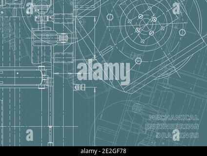 Vector engineering illustration. Instrument-making drawings. Mechanical engineering drawing. Corporate Identity. Technical illustrations, backgrounds Stock Vector
