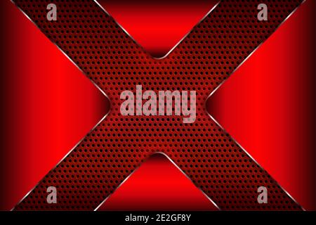 Metal technology background of red with perforated texture.Vector illustration.Eps10 Stock Vector