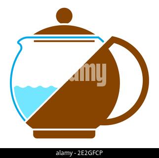 color icon of glass teapot for tea drinking. Kitchenware, breakfast utensils. Flat vector Stock Vector
