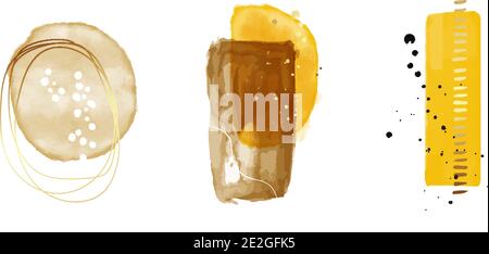 Abstract yellow acrylic banner, fluid art vector textureshapes  set. Trendy background for website, logo, design cover, poster, brochure and etc. Tren Stock Vector