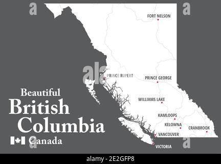 Simple map of British Columbia, province of Canada with outlines of ...