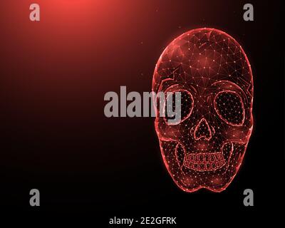 Human skull polygonal vector illustrations on a dark blue background ...