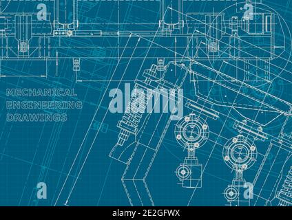 Computer aided design systems. Blueprint, scheme, plan, sketch. Technical illustrations, backgrounds. Corporate style. Instrument-making Stock Vector