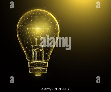 Light bulb polygonal vector illustrations on a blue background. Stock Vector