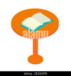 Round table and book isometric vector illusatrtion Stock Vector