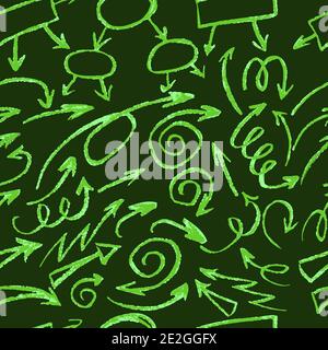 Seamless children's drawing. Colored wax crayons. Icons, signs. Elements for design. Arrows, Doodle Stock Vector