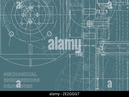 Vector engineering illustration. Instrument-making drawings. Corporate Identity. Computer aided design system Stock Vector