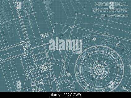 Vector banner. Engineering drawings. Mechanical Corporate Identity. Technical illustration. Blueprint, cover Stock Vector
