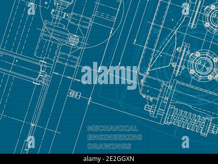 Corporate style. Instrument-making drawings. Mechanical engineering drawing. Technical illustrations, backgrounds. Scheme Stock Vector