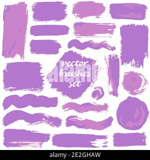 Large set of two-color strokes, brushes, dots, inks, strokes and lines. Vector illustration isolated on white background. Collection of dirty elements Stock Vector