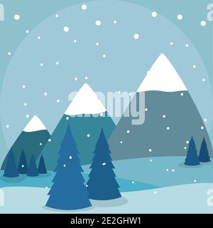 Winter landscape background. Natural scenery - Vector illustration ...