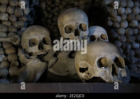 view of the Sedlec Ossuary Kostnice Sedlec skull and bones Stock Photo