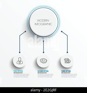 Abstract elements of graph infographic template with label, integrated circles. Business concept with 3 options. For content, diagram, flowchart, step Stock Vector