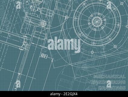 Cover. Vector engineering illustration. Corporate Identity drawings. Mechanical engineering drawing Stock Vector