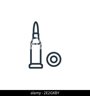 Two bullets outline vector icon. Thin line black two bullets icon, flat vector simple element illustration from editable army concept isolated on whit Stock Vector