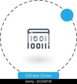 binary file vector icon editable stroke outline icons for web and mobile Stock Vector