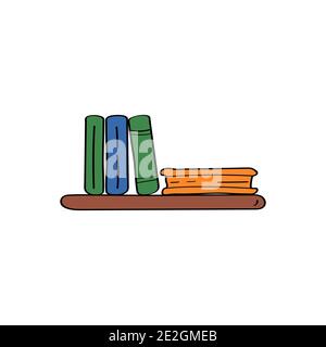 Cute single book shelf illustration. Vector colored flat graphic Stock Vector