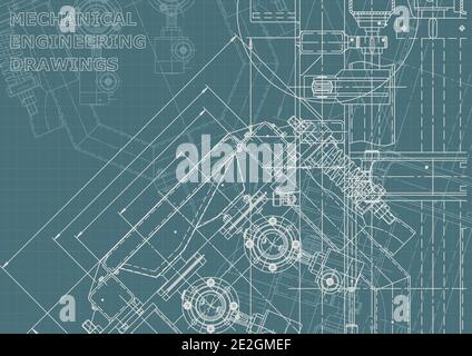 Machine-building industry. Corporate Identity. Technical illustrations, backgrounds Stock Vector
