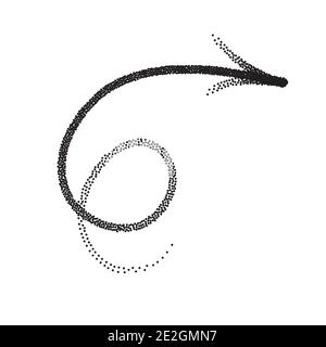 Handdrawn stipple arrow vector in sketch style isolated on white background. Arrows pencil vector illustration. Stock Vector