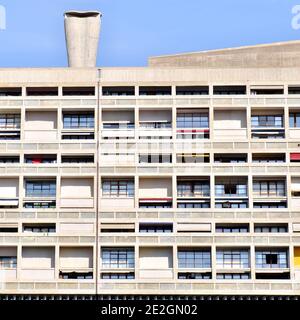 Marseille (south-eastern France): Cite radieuse, housing unit created by architect Le Corbusier. The apartment building is classified as a National Hi Stock Photo