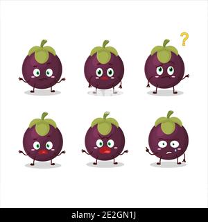 Cartoon character of mangosteen with what expression. Vector illustration Stock Vector