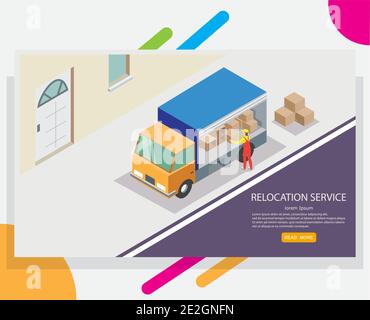 Relocation service vector web banner design template Stock Vector