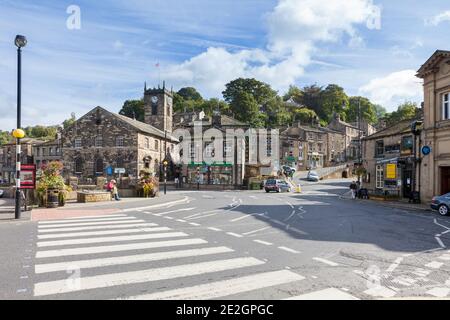 Summer view of Holmfirth town centre in West Yorkshire Stock Photo