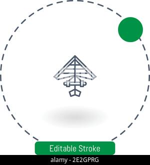 hang gliding vector icon editable stroke outline icons for web and mobile Stock Vector
