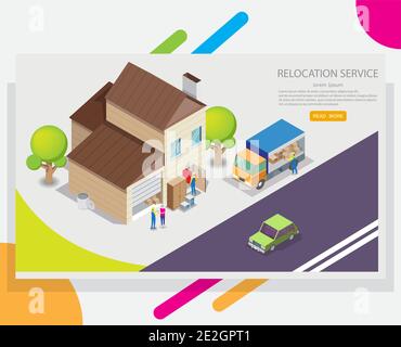 Relocation service vector web banner design template Stock Vector