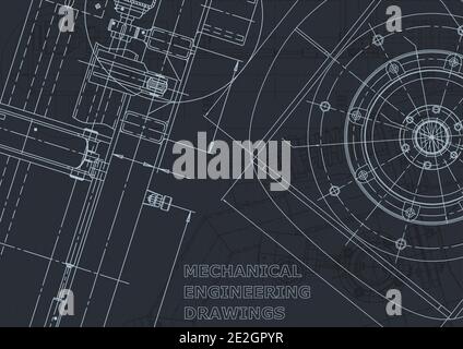 Corporate Identity. Cover, flyer, banner, background. Instrument-making drawings. Mechanical engineering drawing. Technical illustrations, backgrounds Stock Vector
