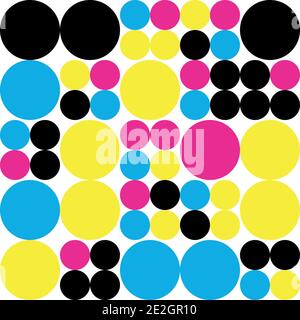 Abstract geometric retro design. Vector dotted seamless pattern in CMYK colors. Stock Vector